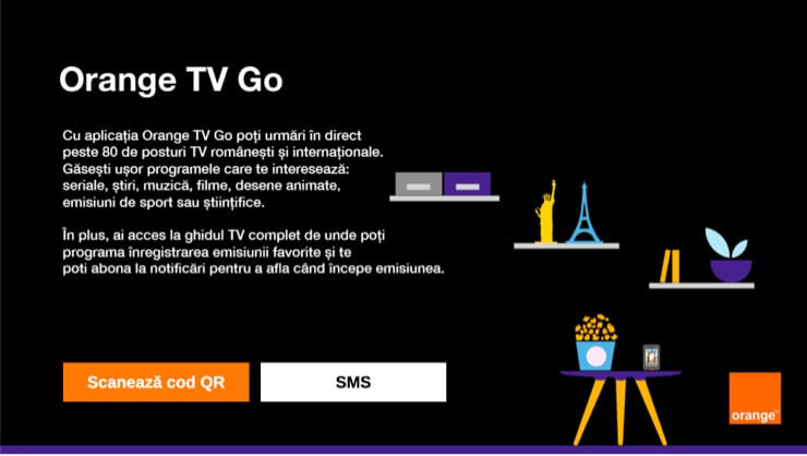 Orange TV Go pentru smart TV autentificare