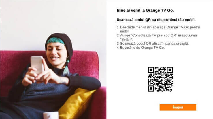Orange TV Go pentru smart TV autentificare validare qr